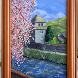 Cherry blossom over the Severn